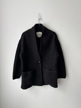 Wilfred Free brushed Wool Blend Cocoon Jacket Black Oversized Cardigan Coat